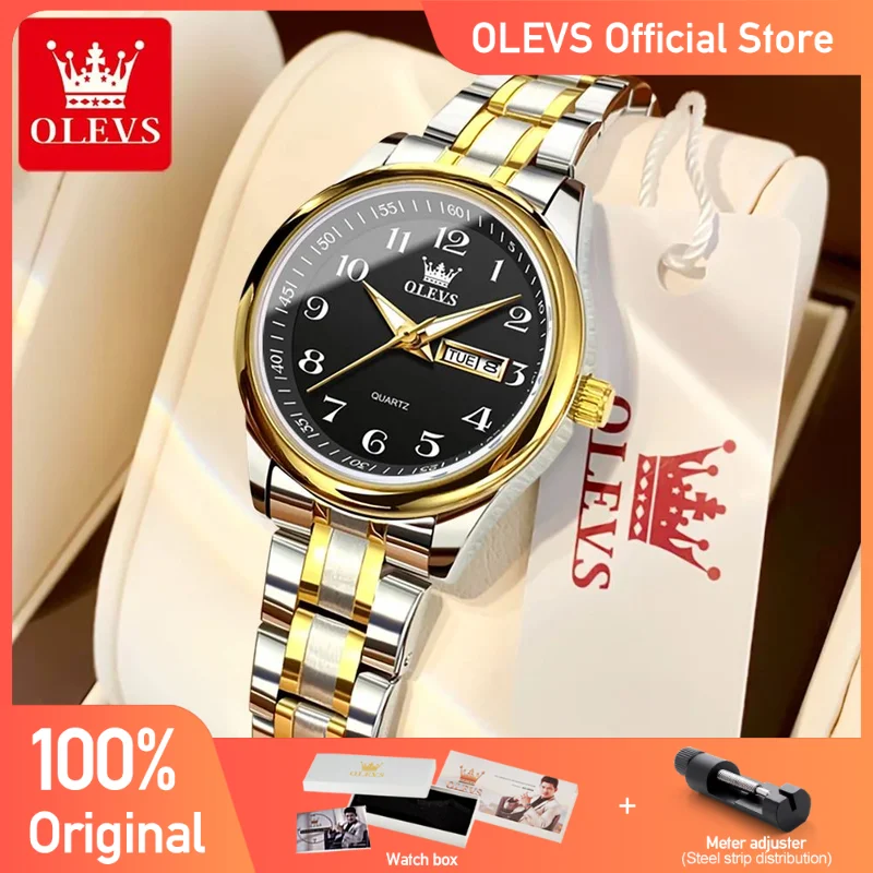 OLEVS Women\'s Watches Simple Fashion Original Quartz Wristwatch Waterproof Luminous Watch for Ladies Arabic Numerals Dial Date