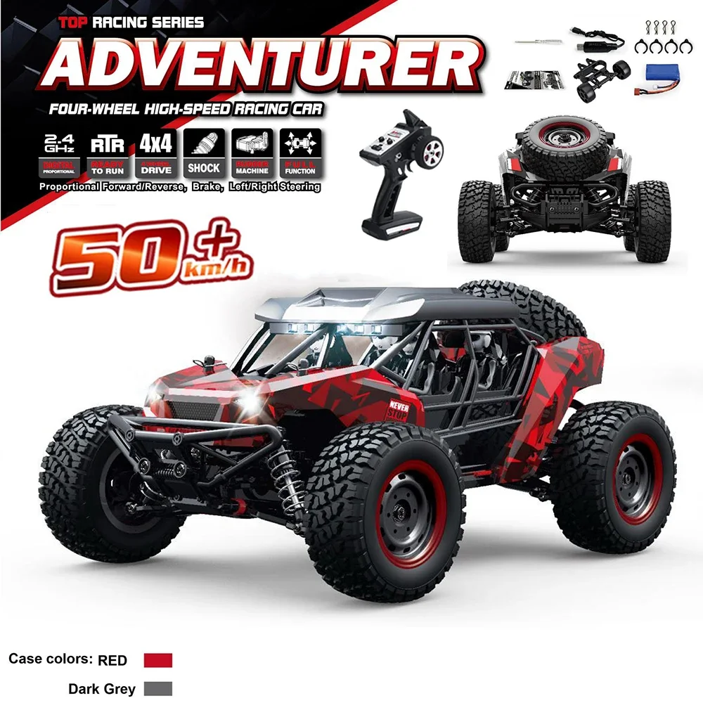 16106 1:16 50KM/H 4WD RC Car With LED Remote Control Off-road Cars High Speed Drift Monster Truck for Kids vs Wltoys 144001 Toys