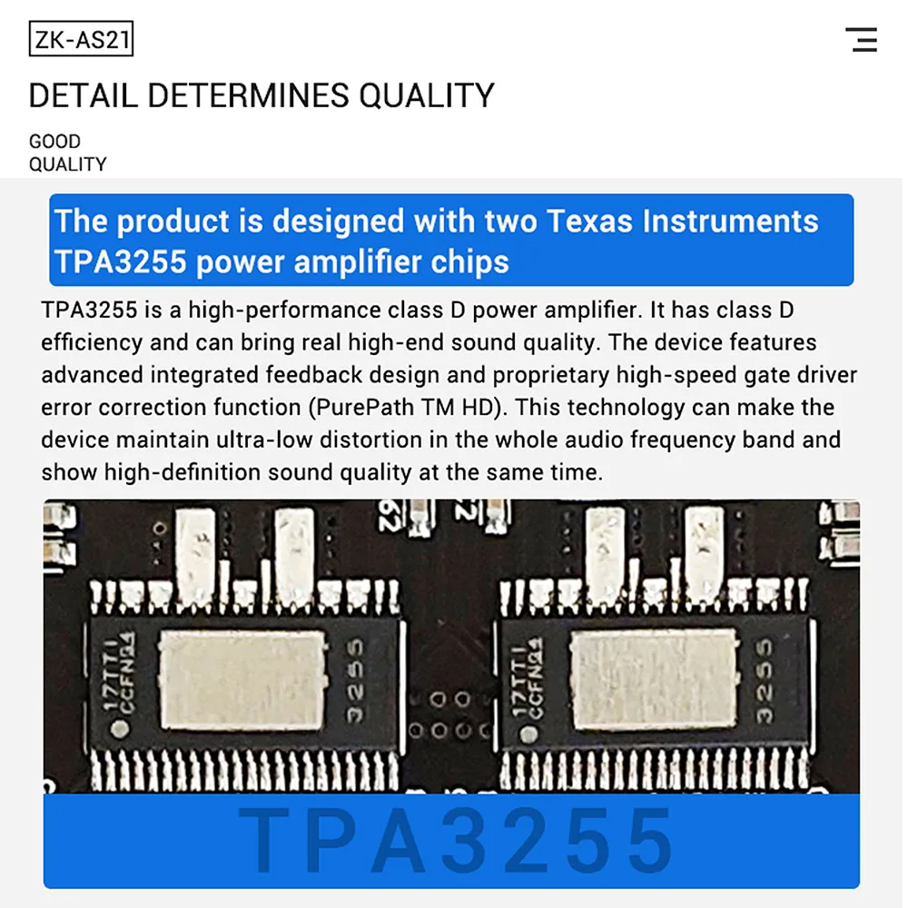 ZK-AS21 2.1 Channel Bluetooth Subwoofer Amplifier Board 220W*2+350W Stereo Audio Power Amplifier Board Bass AMP Module TPA3255
