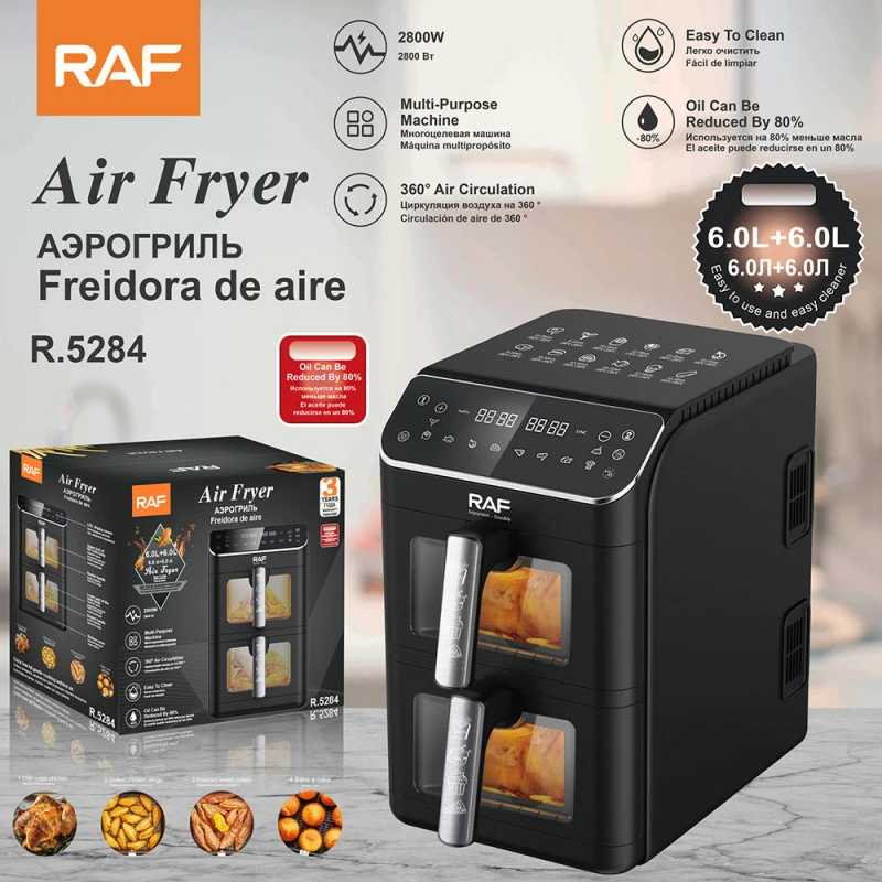 

RAFSmokeless Air Fryer Multifunctional Touchscreen Double-Layer Oven