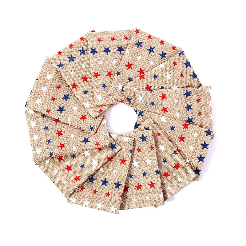 50pcs/Lot 10*14cm, 13*18cm Gift Candy Bags Small Star Linen Burlap Drawstring Pouches Party Favors