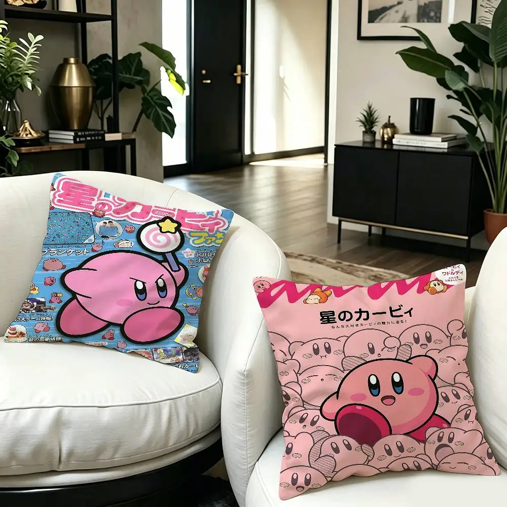 Cartoon Pink K-Kirby Cushion Cover Polyester Sofa Cushions Decorative Throw Pillows Home Decoration Pillowcover