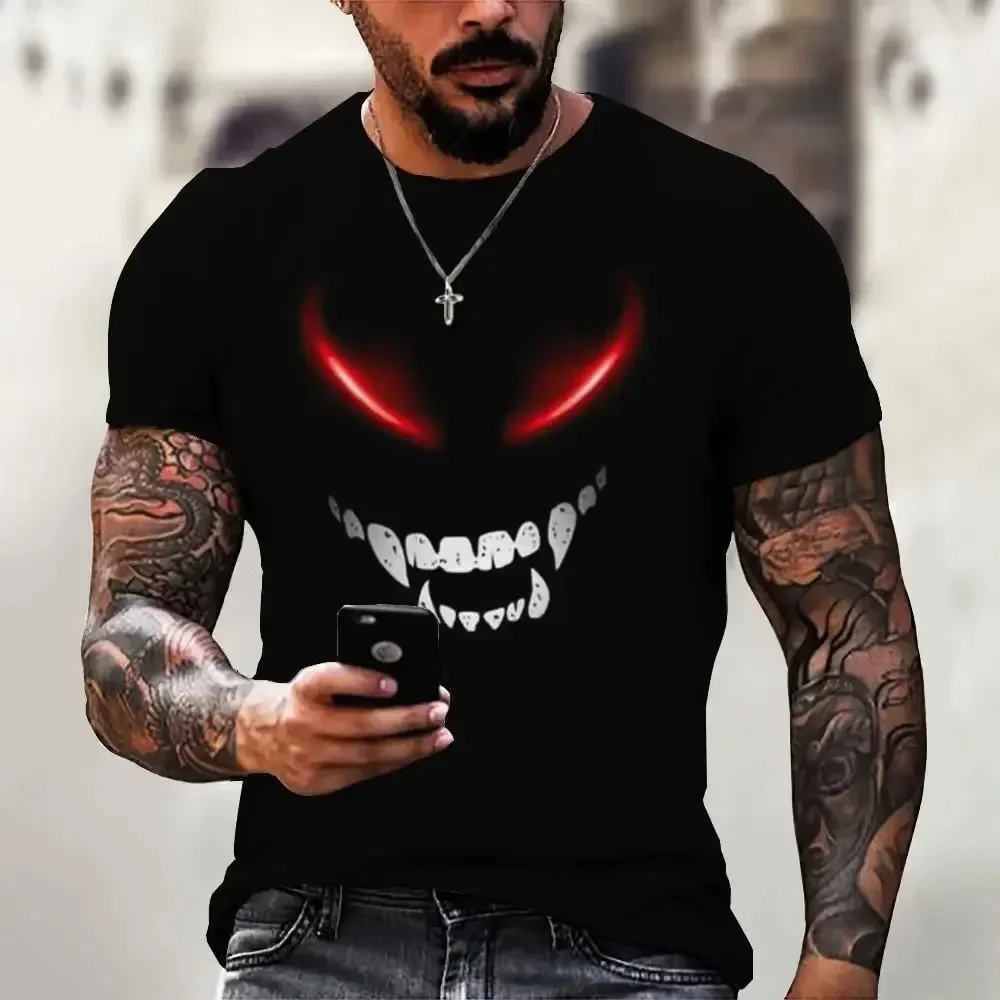 New Men's Devil Eyes Graphic T Shirt Summer Casual Short-sleeved T-shirt Trend Street Oversized Tops Men's Casual Wear