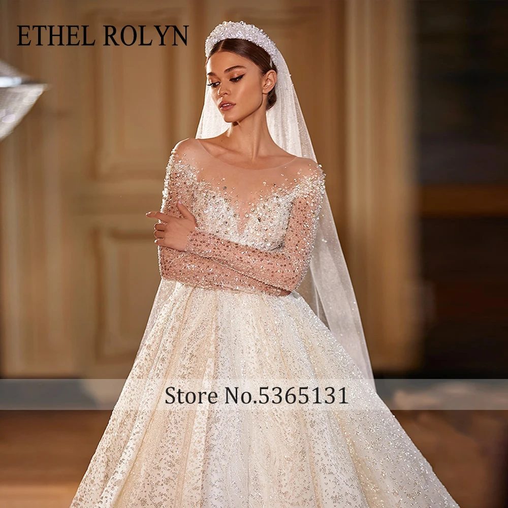 ETHEL ROLYN Luxury Wedding Dress For Women New Glitter Long Sleeve Princess  sweetheart Backless Bridal Gown Vestidos De Novia - AliExpress 320