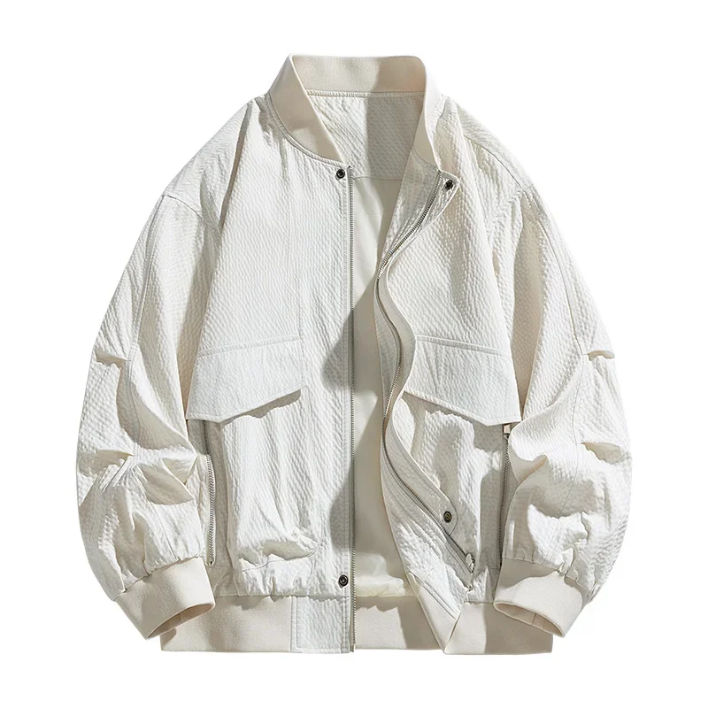 2025 Spring New Men's Casual Jacket Men's Fashion Loose Stand Collar Overcoat Windproof Waterproof Zipper Baseball Jacket