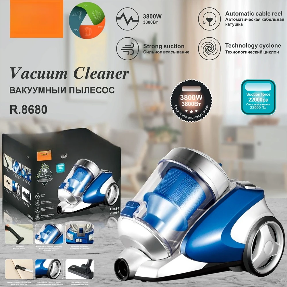 European standard, two-in-one powerful household vacuum cleaner, horizontal portable vacuum cleaner R.8680 3.5L