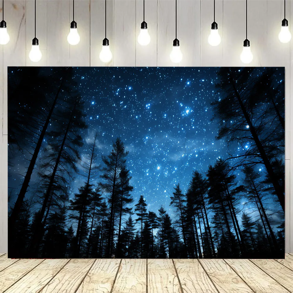 Forest Night Sky Tapestry Starry Sky Background Poster Bohemian Home Decoration Bed Sheet Sofa Blanket Wall Hanging Cloth