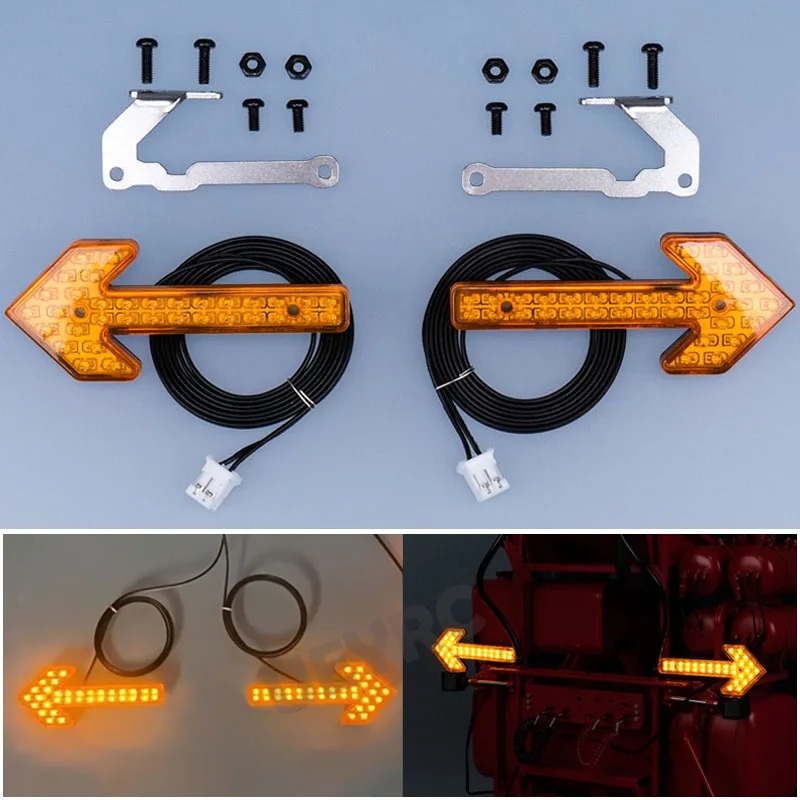 

JUWUBA RC Dump Truck LED Arrow Light Warning Lamp Double Flash for 1/14 Tamiya SCANIA 770S R620 VOLVO BENZ Arocs MAN TGX Car