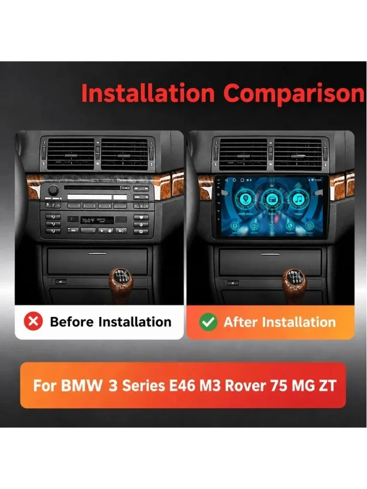MOPECT 6+128GB Kabelloses Carplay Auto-Radio Multimedia-Player für BMW 3er E46 M3 Rover 75 MG ZT GPS-Navigation SWC WIFI Bluetooth FM RDS IPS Touchscreen Auto-Intelligenzsysteme Kamera & DAB