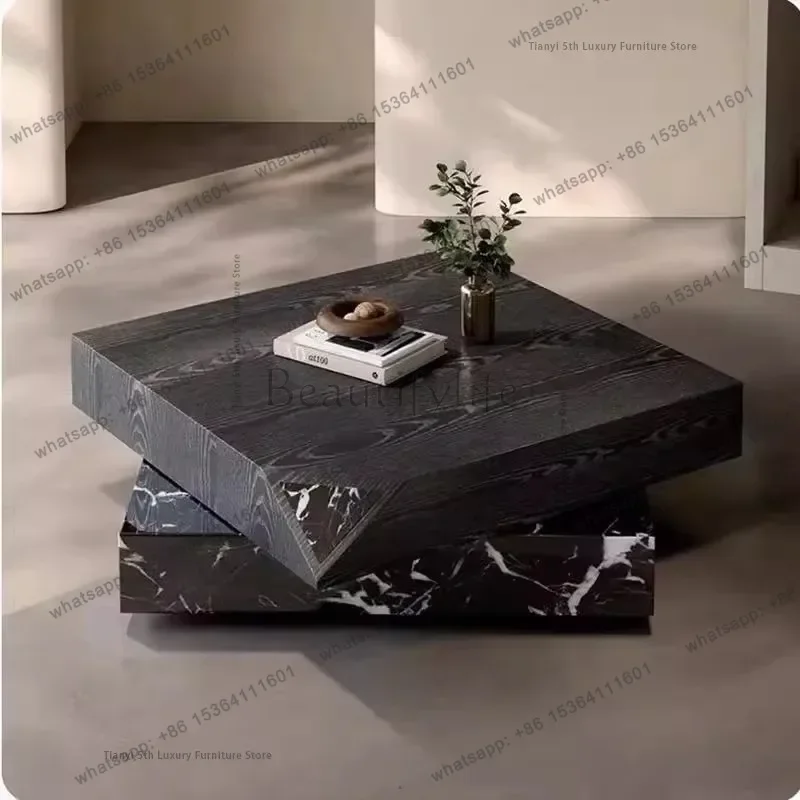 LSItalian Minimalist Designer Coffee Table Rotatable with Drawers Storage Creative Coffee Tables Home Furniture Escritorios FYCT