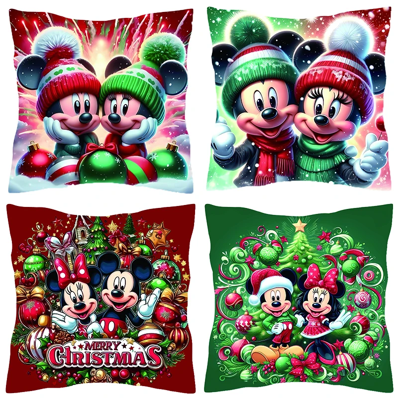 Christmas Pillow Cover Disney Mickey Mouse Living Room Navidad Throw Pillows Pillowcase Couch Xmas Decoration Home Decor Gifts