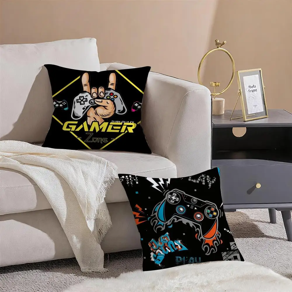 Colorful Graffiti Game Gamepad Cushion Cover Linen Pillowcase Cover Soft Decor for Sofa Home Room