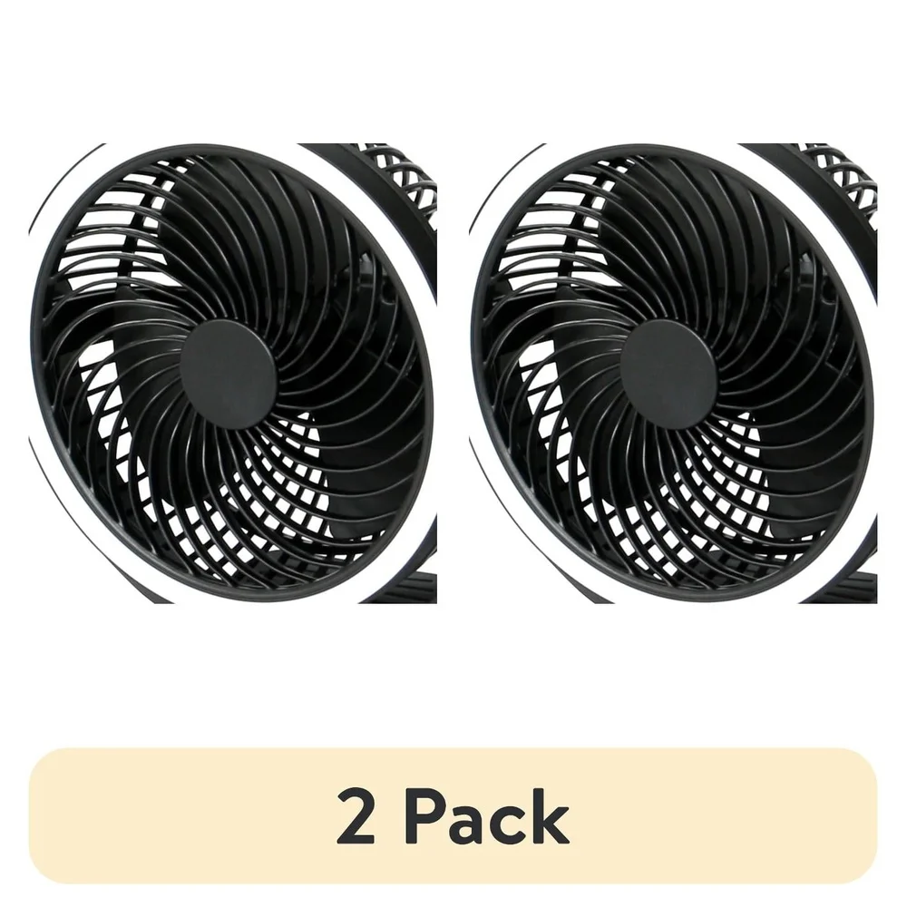 مروحة طاولة بمشبك USB قابلة لإعادة الشحن مع ضوء LED و4 إعدادات للسرعة 350 °   دوران 3 إعدادات للمؤقت للاستخدام الداخلي والخارجي