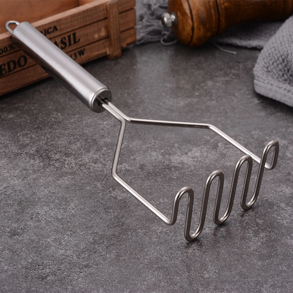 F9 Stainless Steel Pressed Potato Masher Wave Shape Cutter Cooking Tools Manual Food Crusher for Fruit & Vegetables