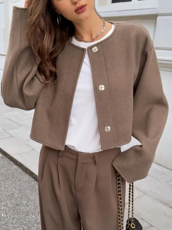 

Women's Fashion Jacket 2025 Autumn/winter Latest Hot Selling New Casual Elegant Y2K Solid Color Long Sleeve Women's Jacket