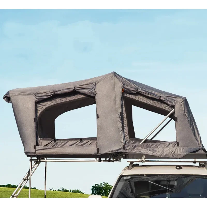 Factory Hot Selling Roof Top Tent 4-6 Person Large Space Overland Soft-Shell Tent with Ladder Camping Car Rooftop Tent for Sale
