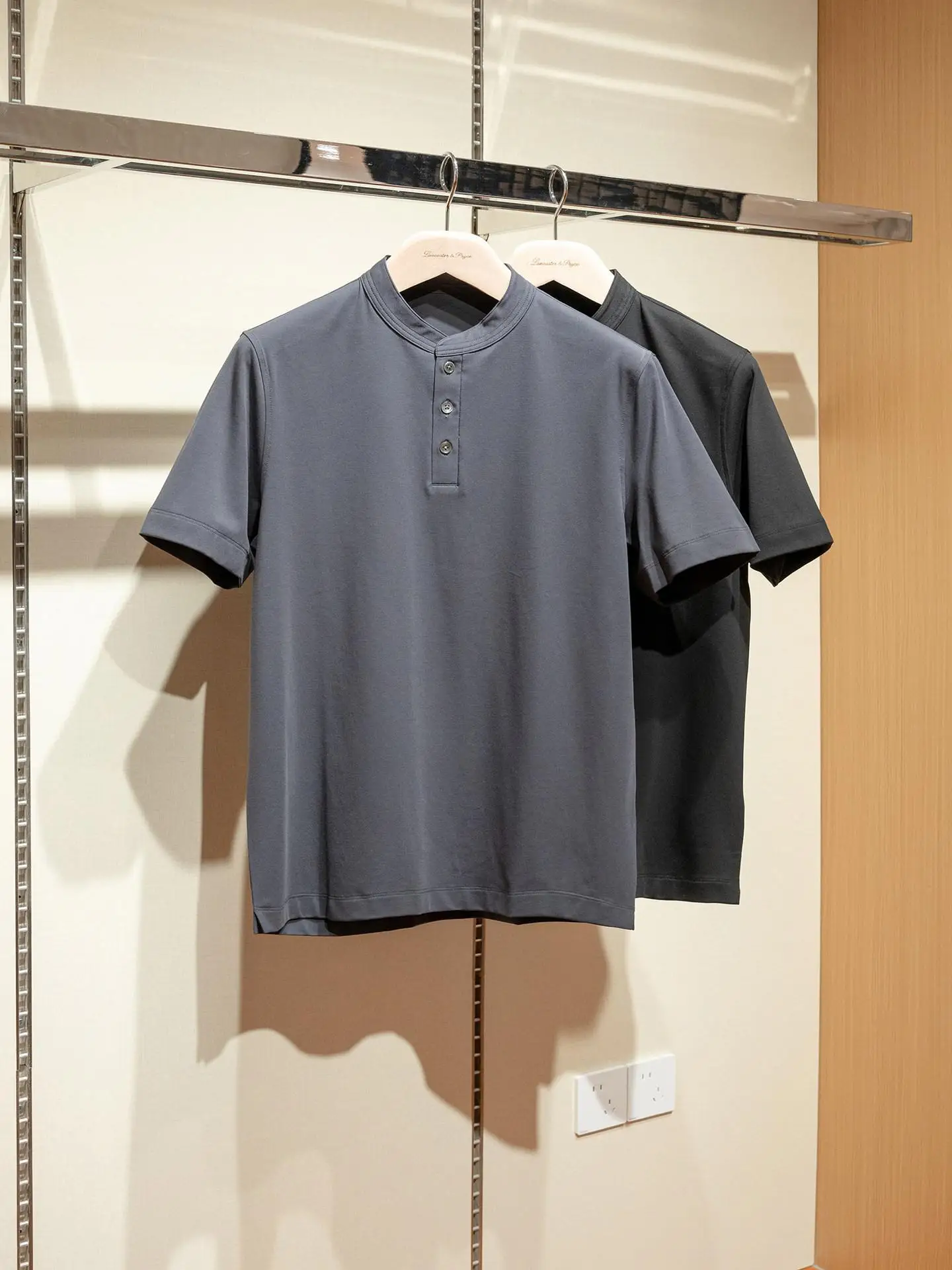Lazy men's casual short sleeved t-shirt versatile summer new top stand up collar solid color base