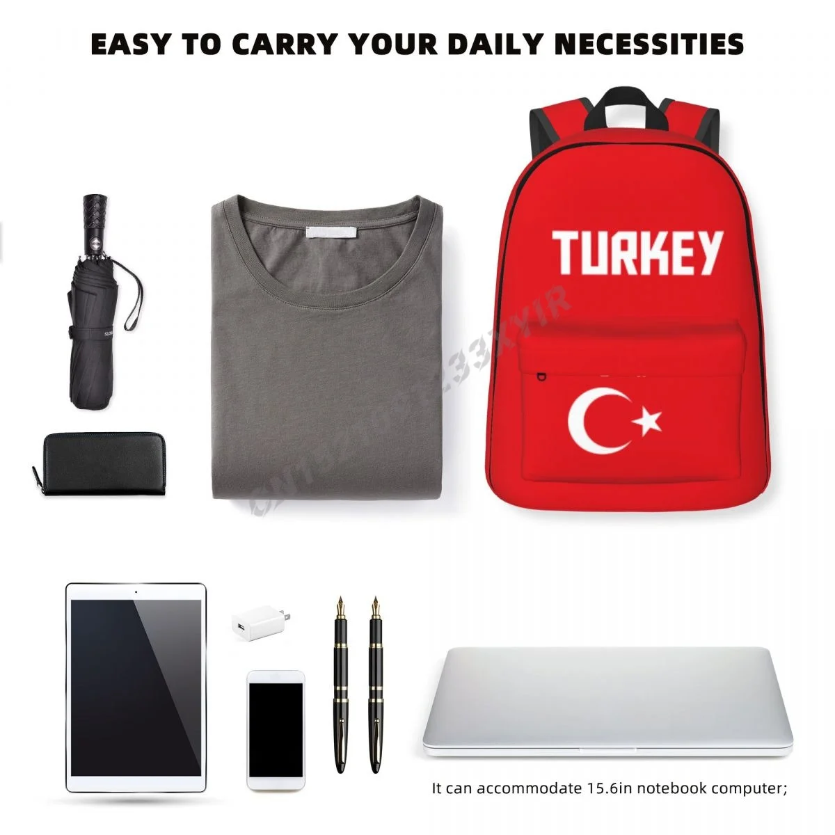 Unisex Backpack Turkey Flag Stitch Schoolbag Messenger Bag Case Laptop Travel Bag Mochila Gift