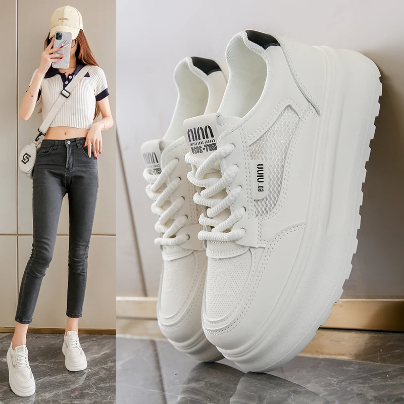 

Women's Platform Sneakers PU Upper 5.5CM Heel Rubber Sole Skin Friendly Lining Daily Casual Multi Color Shoes