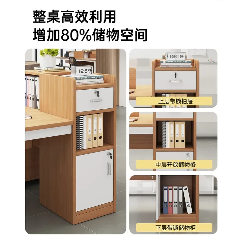 for Desk Staff 4 Four 2 Workstation Simple Modern Double Staff Card Seat Office Table and Chair Combination