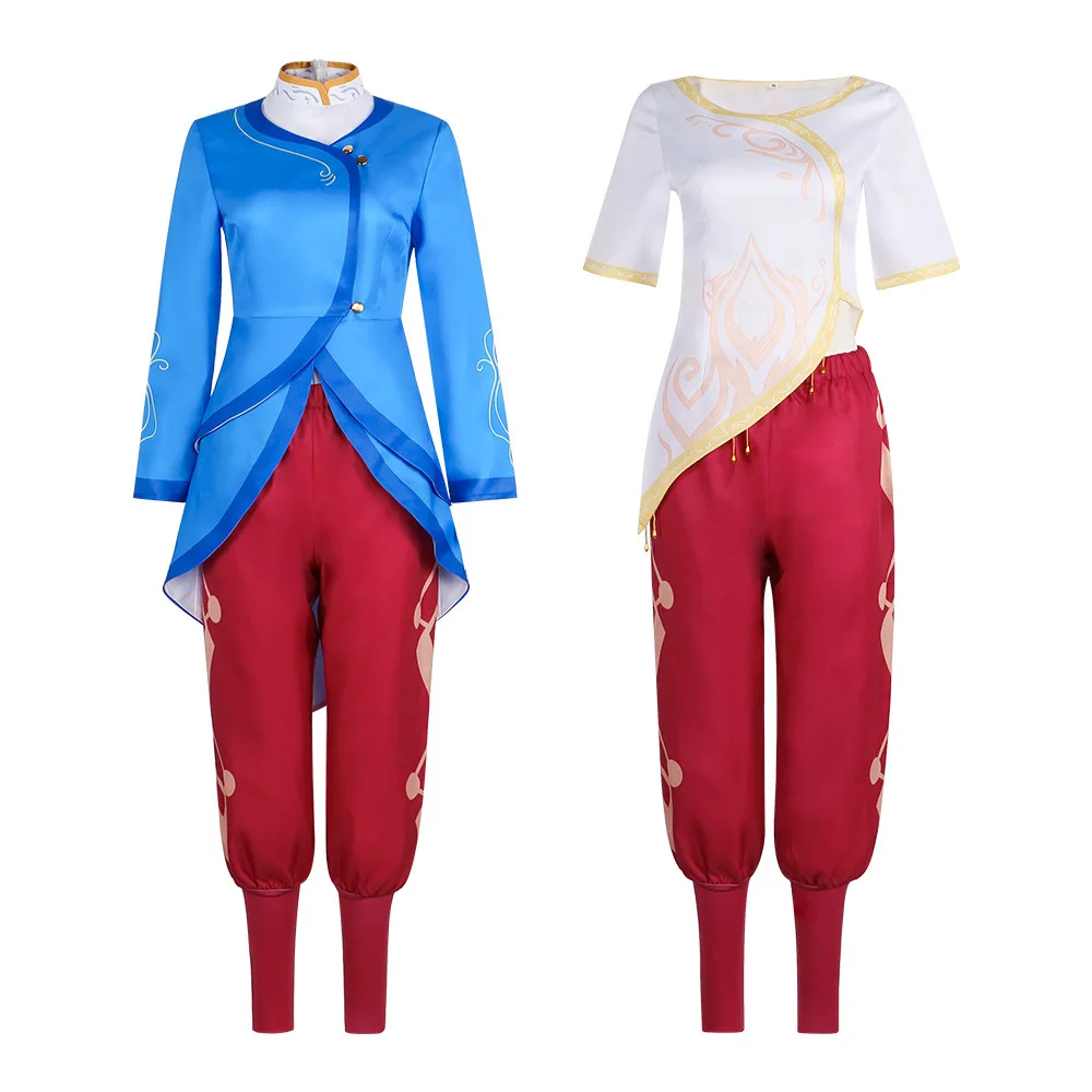 Conjunto de fantasia azul Ellie Princ Role-plang Performance loween Magic Bounies Ensemble Senhoras Roupas de palco tradicionais
