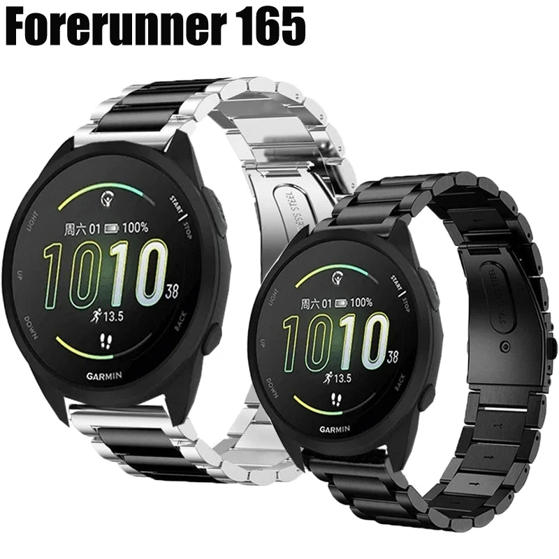 

Металлический ремешок для смарт-часов Garmin Forerunner 165, браслет из нержавеющей стали, мужской ремень