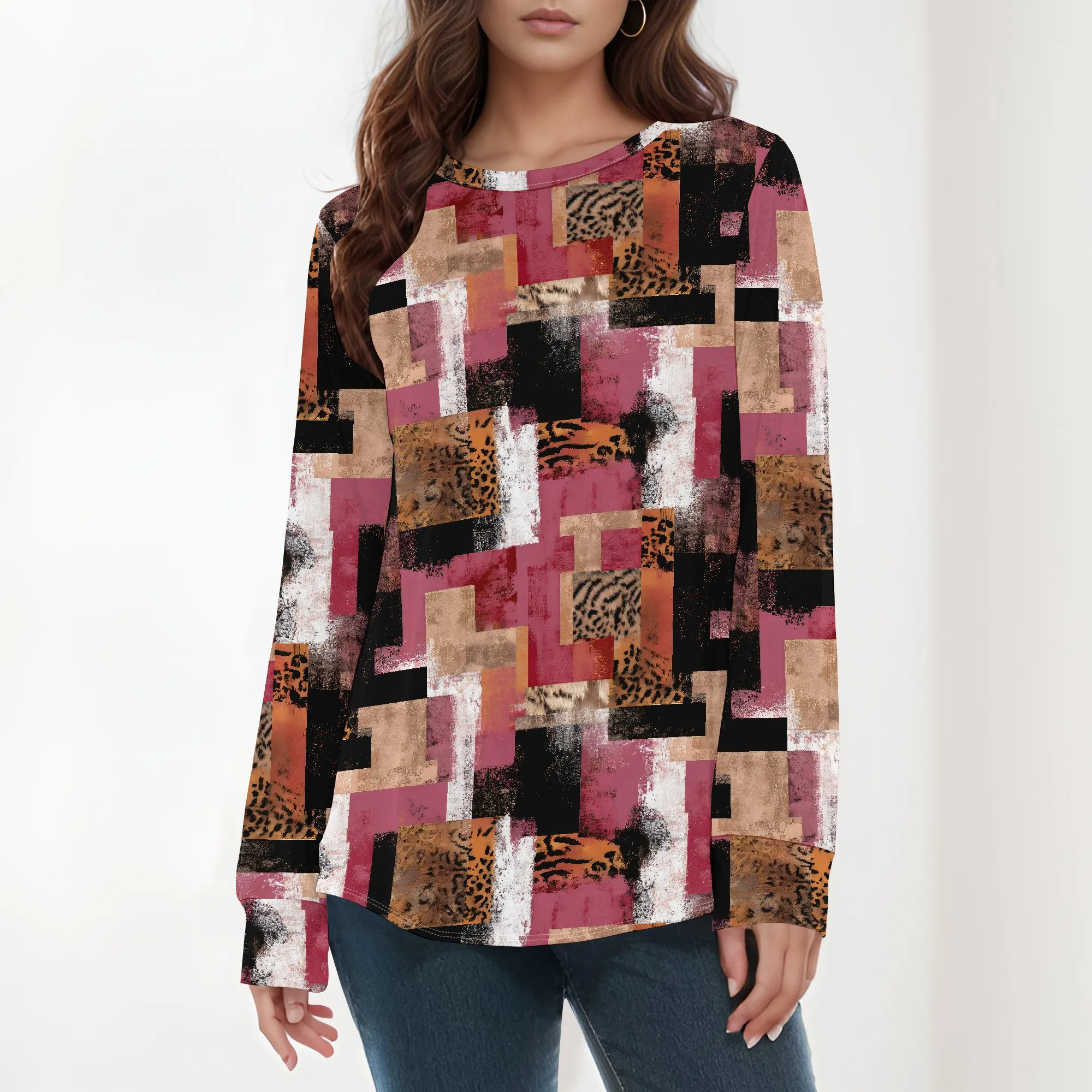 Kistore สตรีเสื้อแขนยาวลูกเรือคอ Casual Dressy เสื้อ T เสื้อฤดูใบไม้ร่วงเสื้อผ้า 2025