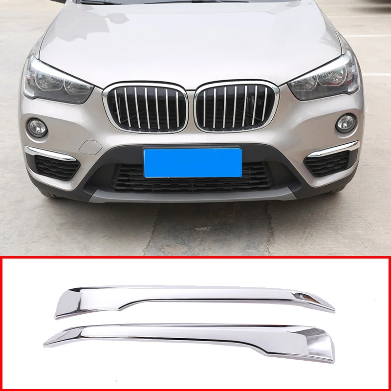 2Pcs Chrome Car Front Fog Lamp Cover Trim Molding Accessories for BMW X1 F48 2016 2017 2018 2019