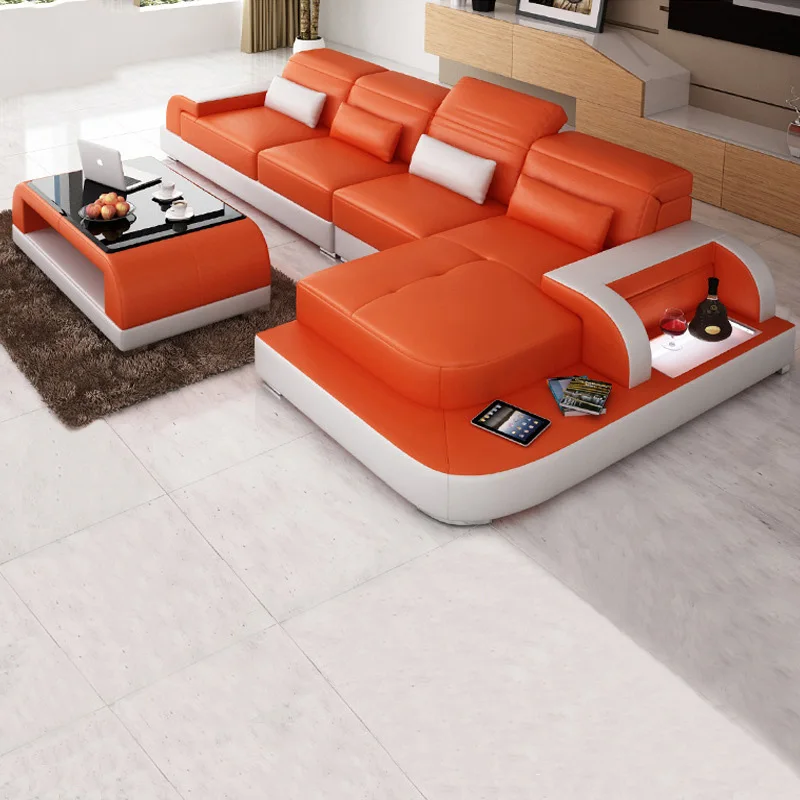 Fashionable Genuine Leather Sofa Top Layer Cowhide Small Simple Modern High-End Living Room Combination Customizable ly10