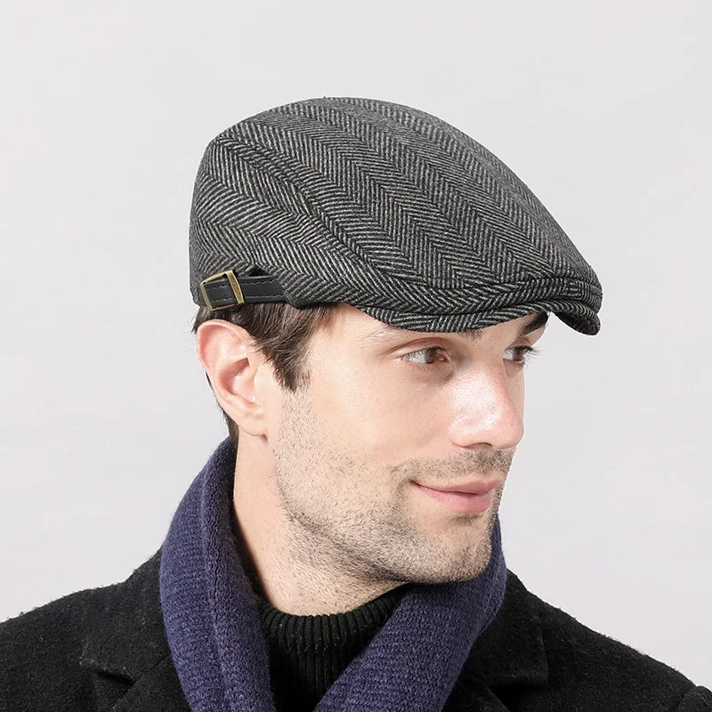 CQ  Winter Warm Wool Beret  British Vintage Middle-aged Dad Forwarder Hat Peaky Blinders Bonnet Femme Baret