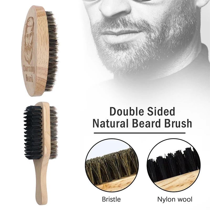 1PC Eco Friendly Boar Bristle Men\'s Shaving Brush Portable Barber Natural Beard Brush For Facial Cleaning Mustache Tools