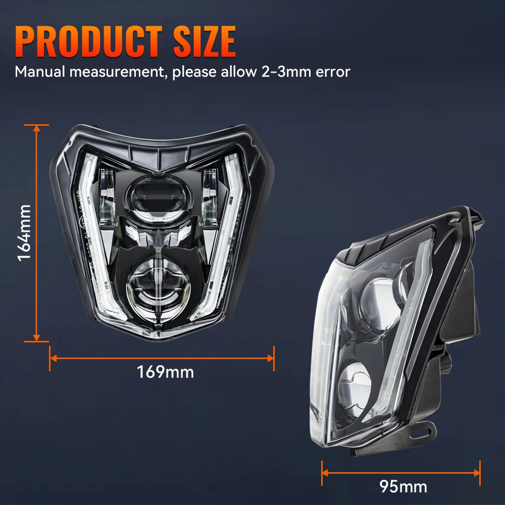 New E24-mark Enduro Headlight Motorcycle Headlight For KTM EXC  TC FE TE EXC XCW XCF 300 SMR Enduro Motorcycle LED Headlight