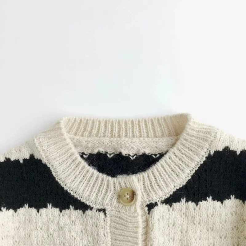 Winter Nieuwe Baby Jongens Gestreepte Gebreide Trui Jas Kinderen Twisted Mohair Vesten Peuter Meisjes Truien Tops Kinderkleding