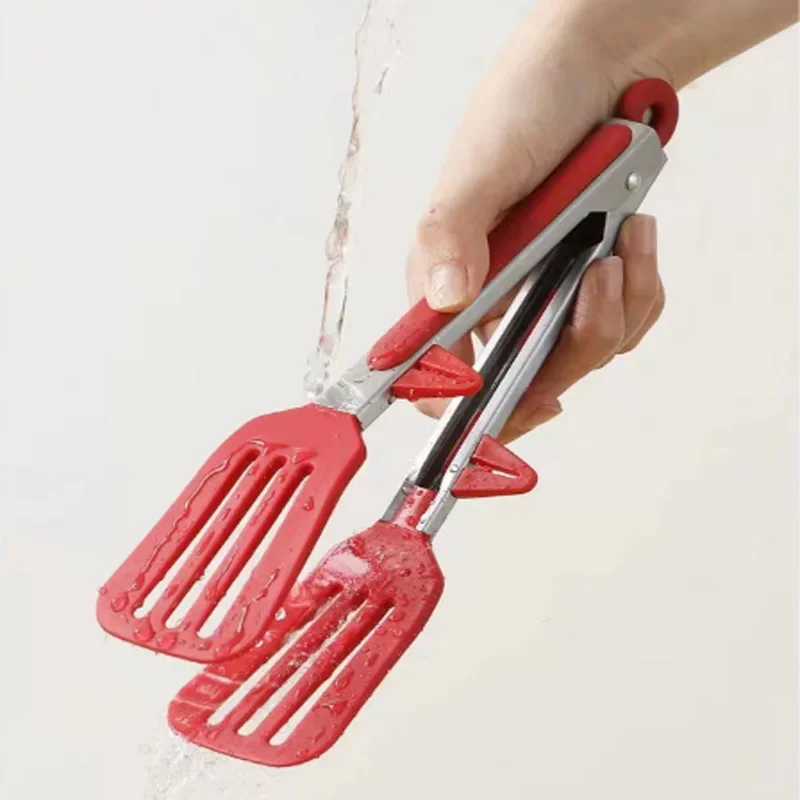 9-inch food tongs Stainless steel tongs Silicone non-stick cooking clips BBQ tongs salad bread  kitchen utensils