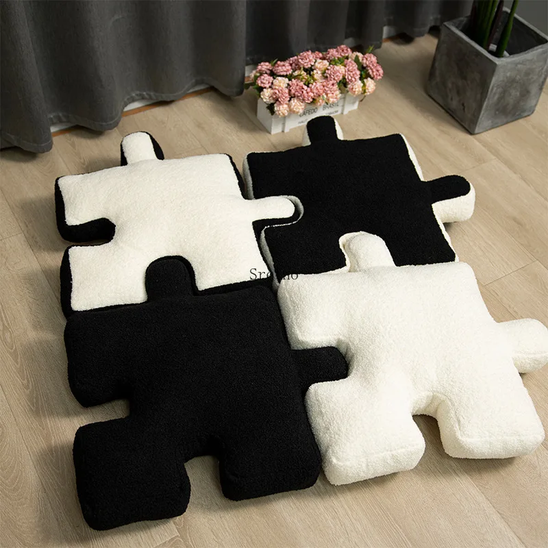 

2025 Creative Lamb Fleece Puzzle Cushion Alien Novelty Style Pillow Home Decorations Mat Chair Waist Support Cushions cojines
