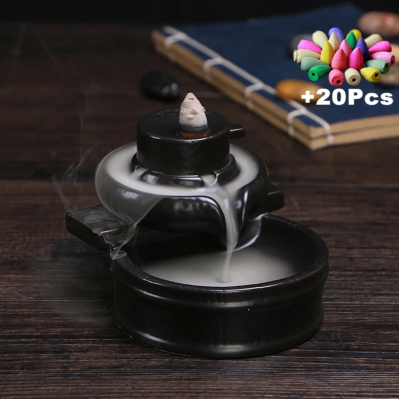 Personality Home Decorations Stone Mill Landscape Decoration Ceramic Backflow Incense Aromatherapy Scented