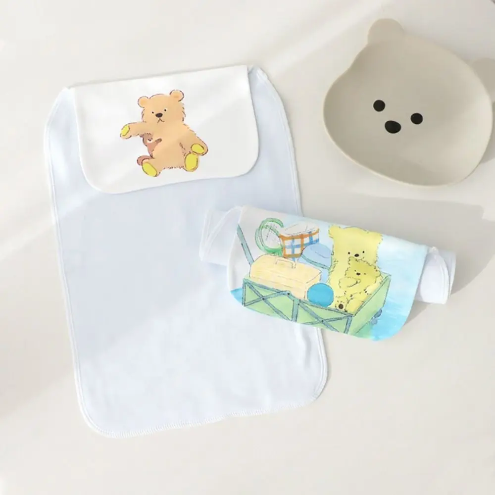 

2Pcs/Set Baby Care Baby Pad Back Towel Cartoon Cotton Baby Sweat Towel Burp Cloth Sweat-absorbent Infant Face Towel Bath Time