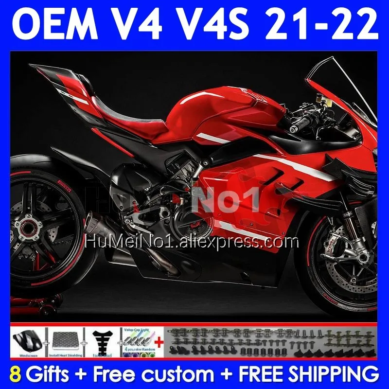 Injection Body For DUCATI Panigale V4 V 4 S R V4S V4R 21-22 Year 328No.4 Stock Red V4-S V4-R 2021 2022 21 22 OEM Fairing Kit