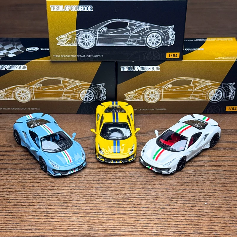 

TOC 1:64 Scale 488 Pista Alloy Car Model Static Collection Decorated Holiday Toys Souvenir Gift