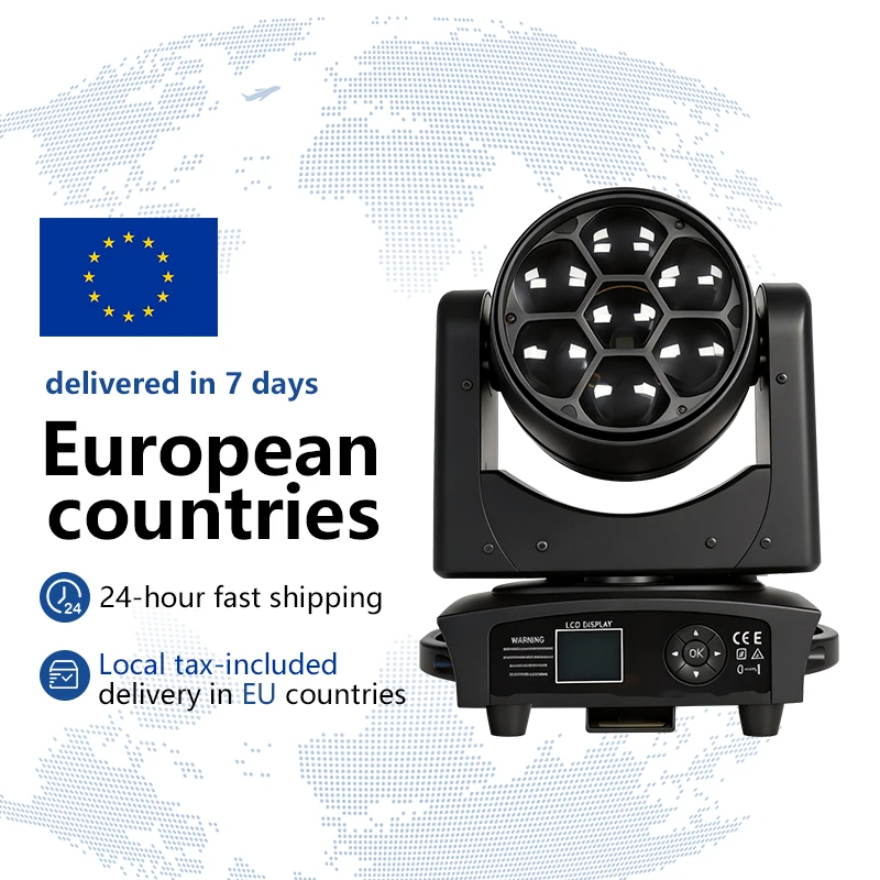 RGBW 7x40W LED Moving Head Big Bees Eyes Zoom Wash Lights Refer to DJ Disco Home Party Night Club Bar
