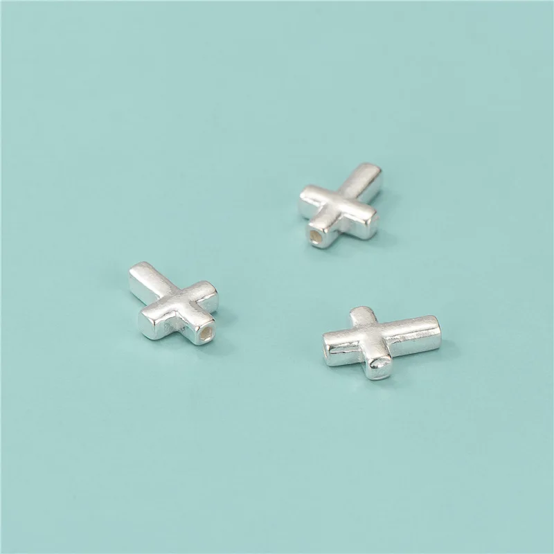 Genuine Real Pure Solid 925 Sterling Silver Cross Loose Beads Spacers Bead Jewelry Making Findings Components