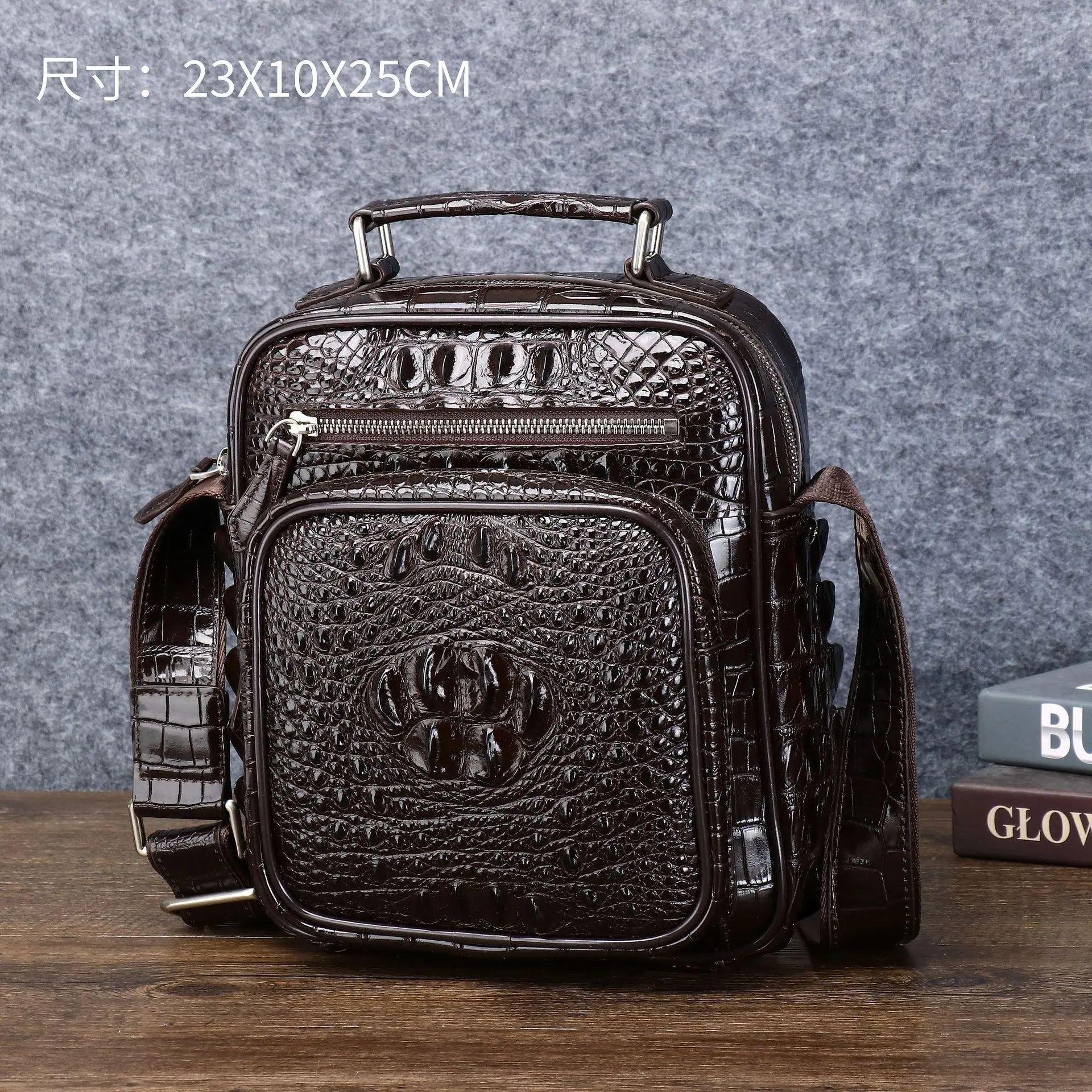 

New Crocodile Bone Pattern Men's Shoulder Bag Fashionable Horizontal and Vertical Men's Bag Trendy Luxury Handheld Crossbody Bag