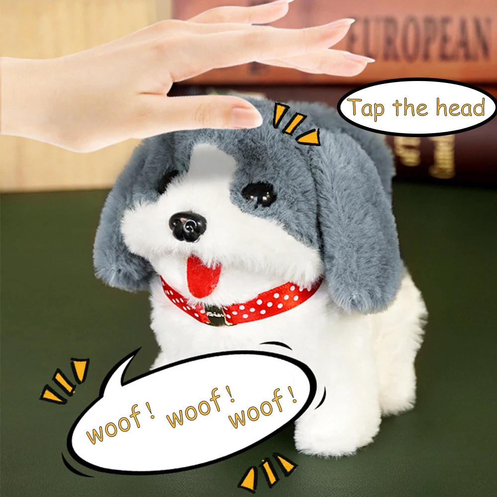 Simulation Electronic Pet Dog Plush Toy Bomei Husky Bichon Stuffed Animal Toy Mobile Tail Wagging Cute Puppy Doll Gift for Kids