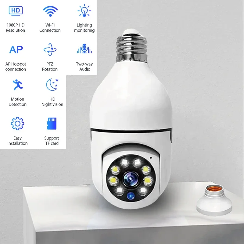 Imagem -03 - Câmera Wifi de Lâmpada Versão Noturna Proteção de Segurança hd 360 ° Camara ip Vigilancia ir Smart Home Cctv 2.4g de Alta Qualidade