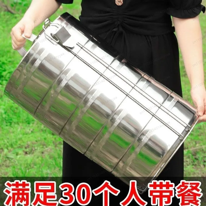Multi-Layer Insulated Lunch Box Large Capacity Stainless Steel Thermal Bento Box 3 4 5 Tier for School Canteen