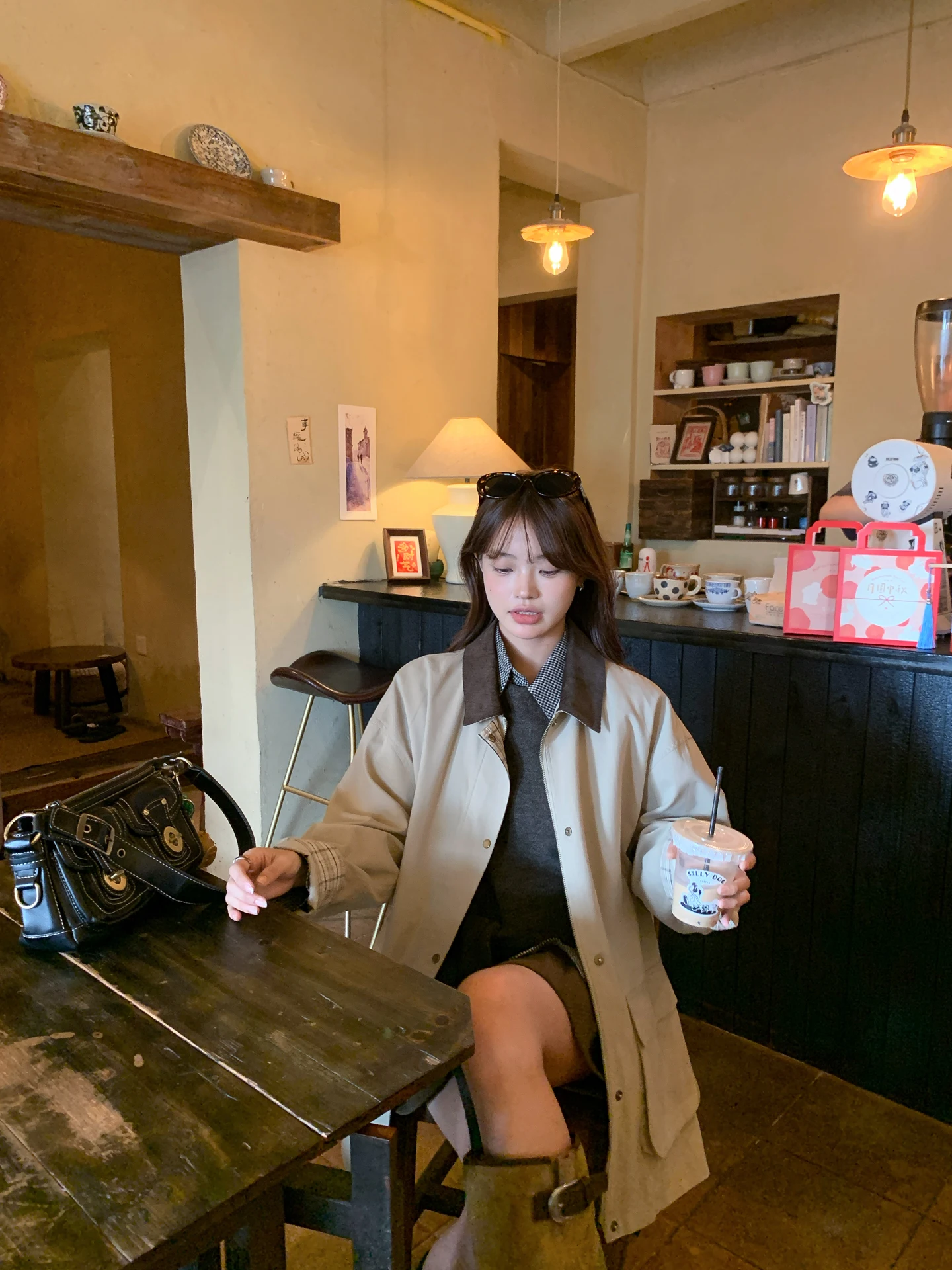 

Korean Sle Casual Loose Women's Long Coat Autumn New Arrival Color Blo Slimming Top Mid-Length Windbreaker Outerwear