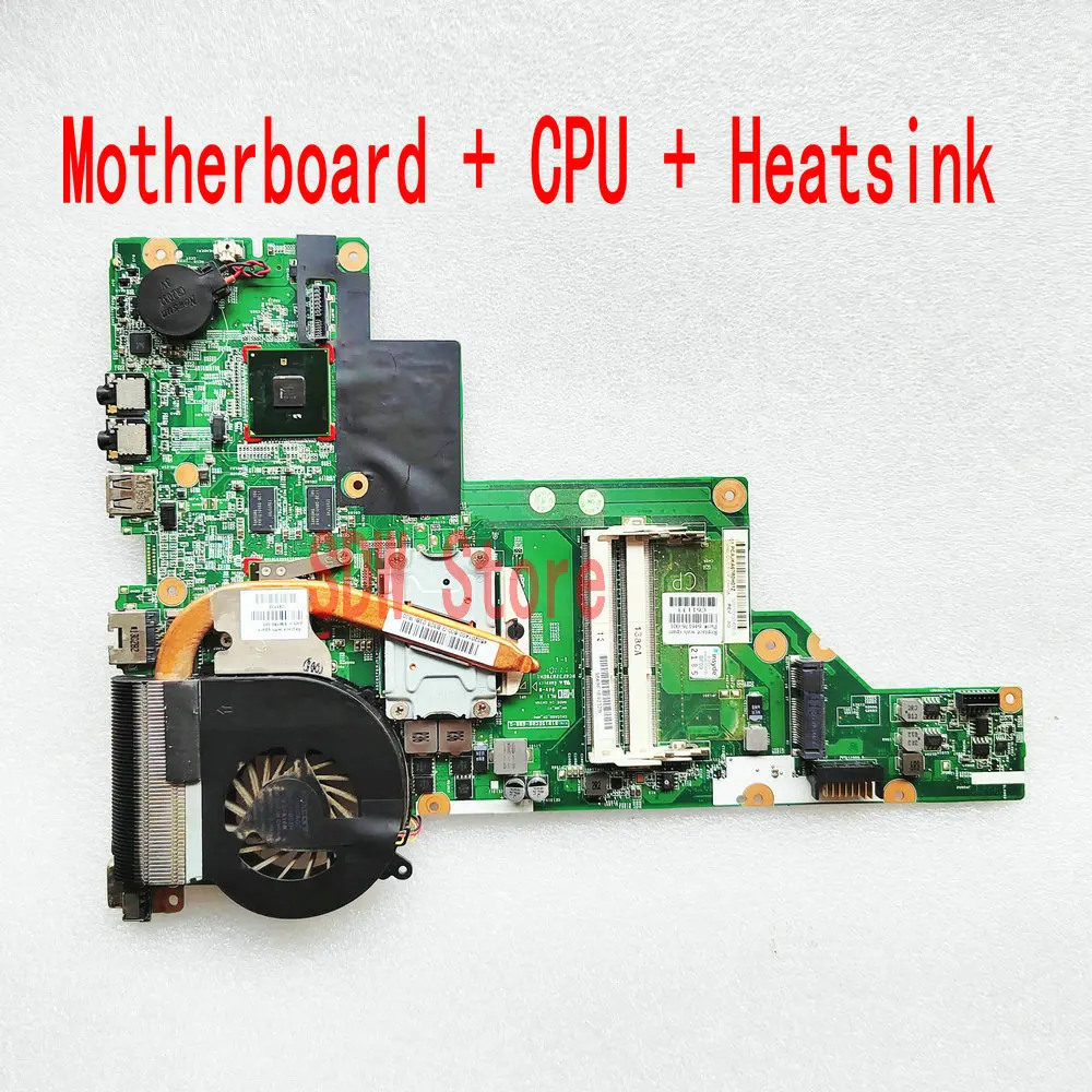 646176-001 MainBoard + CPU+Heatsink=For HP CQ43 CQ57 CQ431 CQ631 CQ435 CQ635 Laptop Motherboard 657324-001 646981-001 657323-001