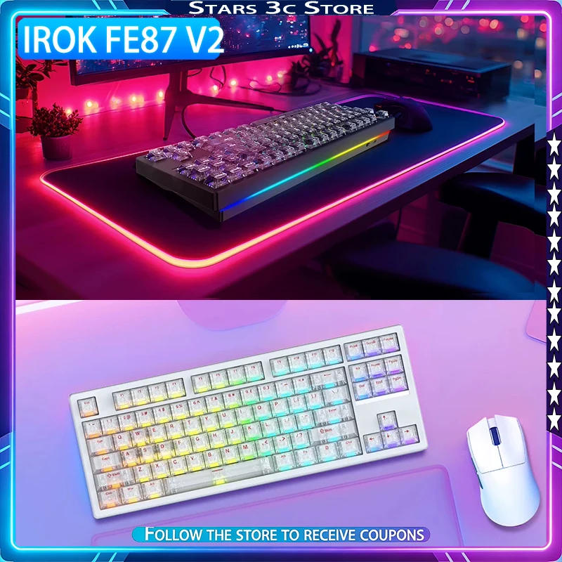 Irok FE87 V2 Magnetic Mechanical Keyboard 0.125ms Ultra-low Latency Dual 8K Long Endurance Gaming Keyboard Computer Accessory