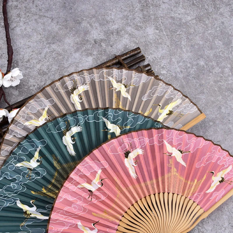 Vintage Silk Folding Hand Fan Chinese Japanese Bamboo Fans Craft Gifts Women Dance Performance Props Home Decoration Ornaments