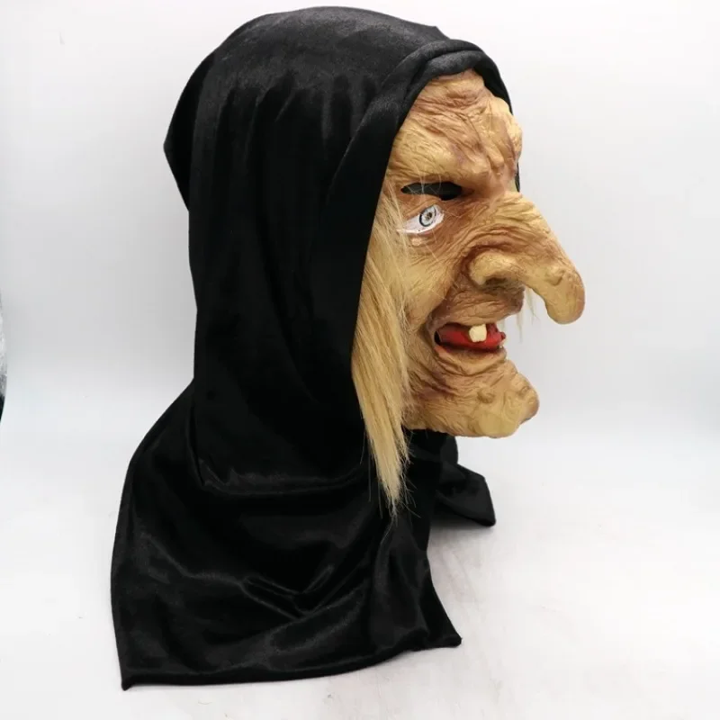 Adult Ugly Old Witch Mask Scary Women Latex with Hair 2025 Halloween cosplay Party Costume Cosplay Props